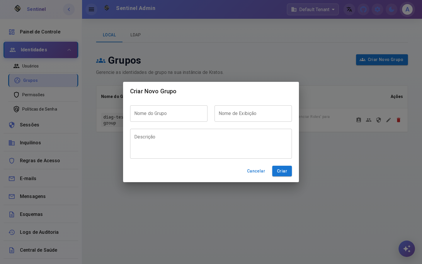 Diálogo de Creación de Grupo