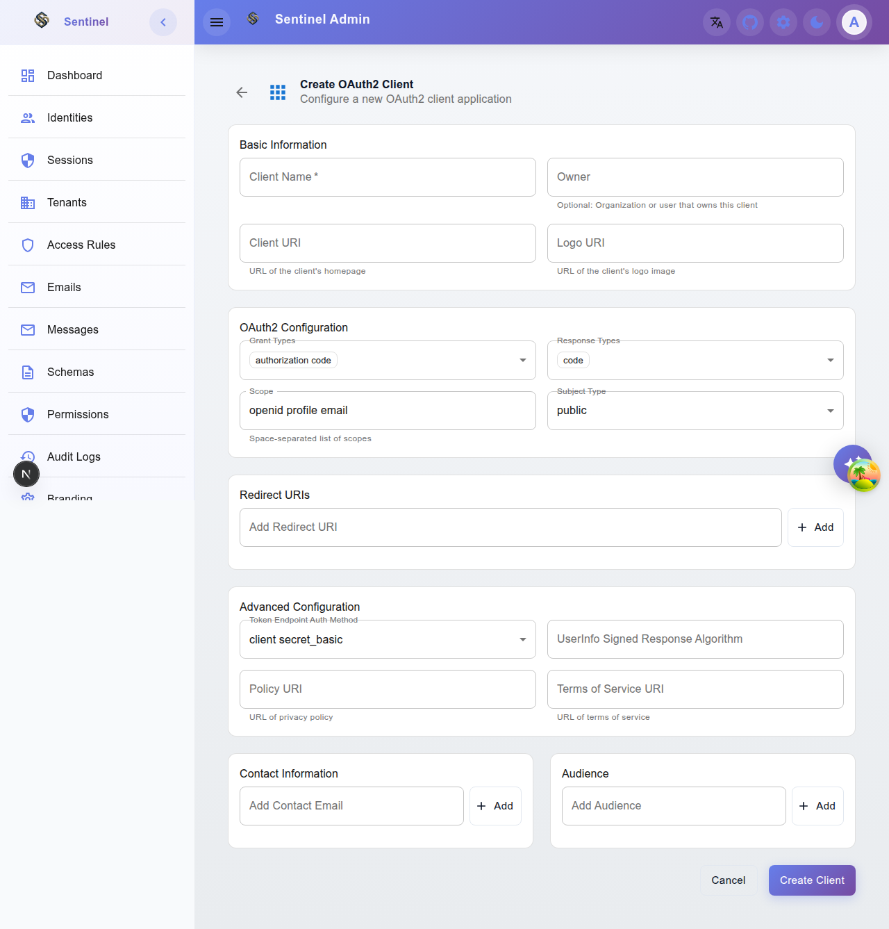 Client Registration Form