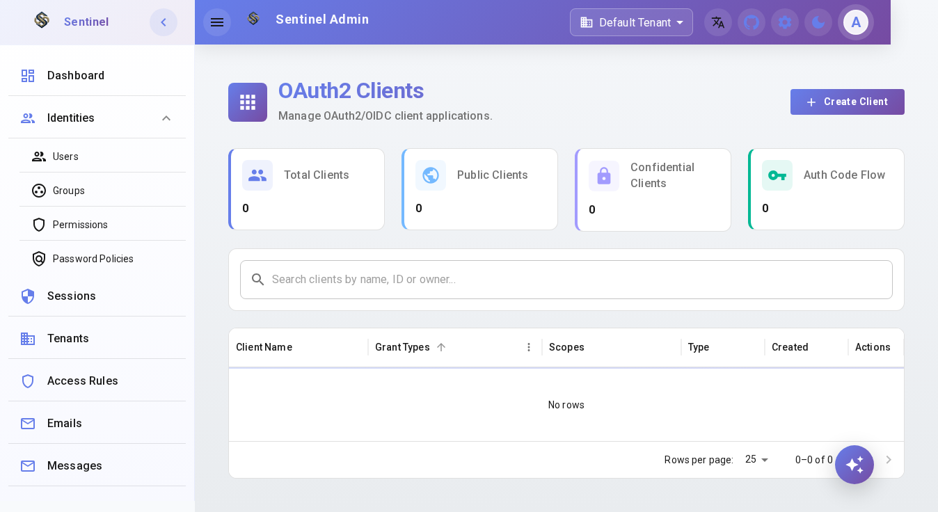 OAuth2 Clients List
