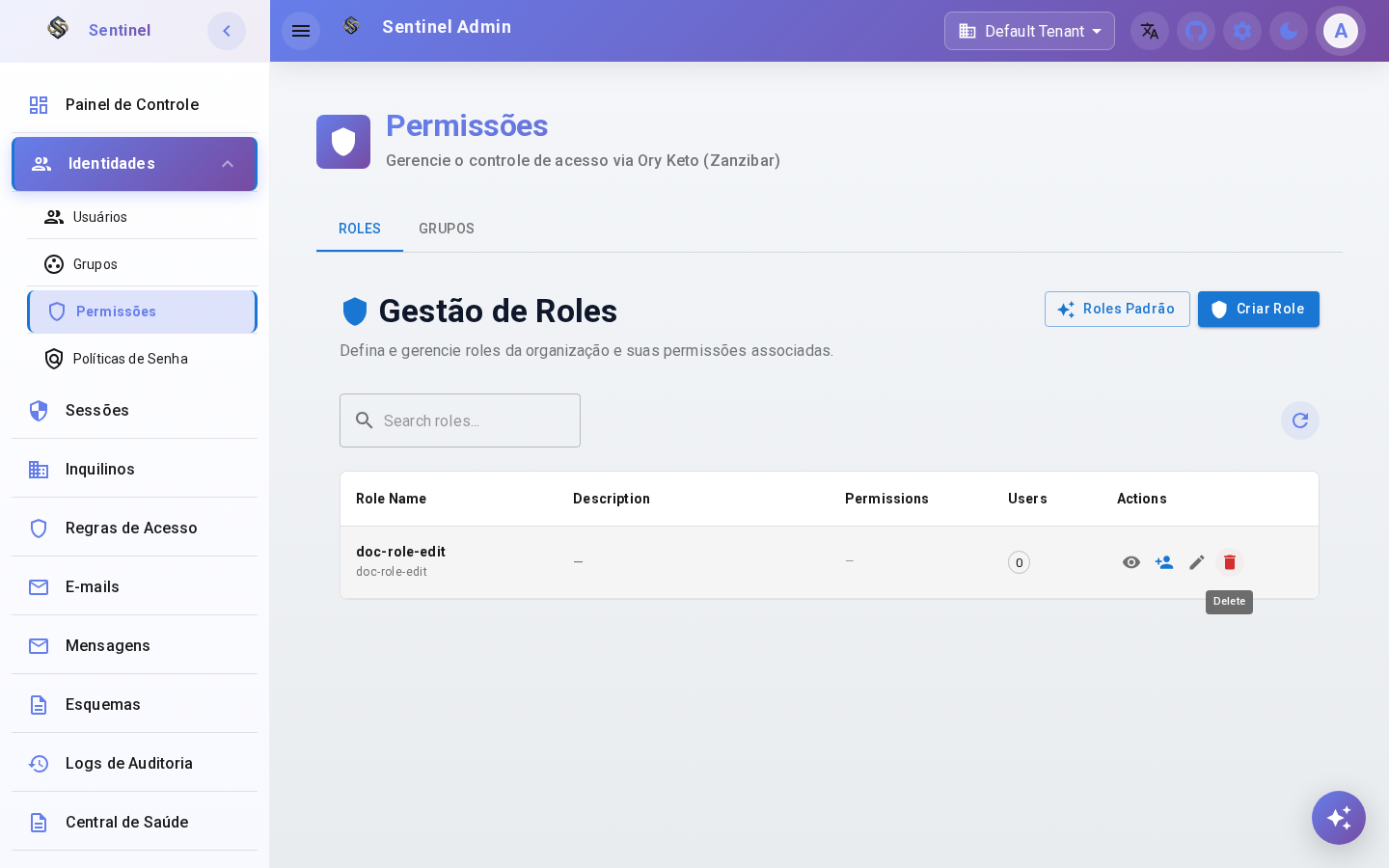 Confirmação de Exclusão de Papel