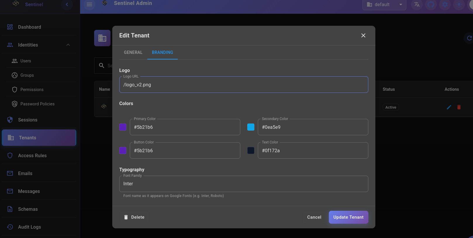 Tenant Management in Admin Console